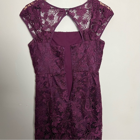 ADRIANNA PAPELL- Lace Sheath Dress Floral Purple Cocktail Mini - Picture 5 of 7